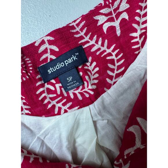 QVC Studio Park Petite Printed Dress Removable Belt Beetroot NWOT Size SP - Picture 4 of 6